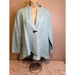 Focus Fashion Casual Lite Waffle Knit Sky Blue Oversize Cardigan Sz S, SW206 SKY